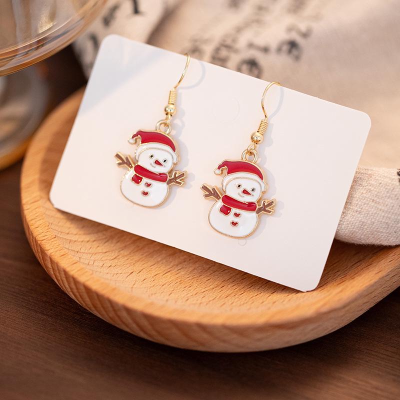Santa Claus & Gingerbread Man Christmas Hat Earrings – European & American Style Festive Fashion for Women