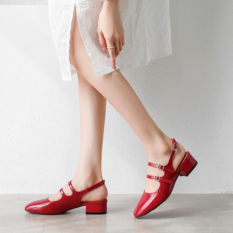 Fashion Mary Jane Women Spring Pumps Chunky Strappy Heels Black Square Toe Heels Women High Heels Lolita Slingback Cute Shoes