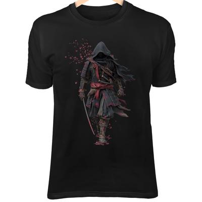 Silent Samurai II T-Shirt – Broken Mask, Bloody Blade, Foggy Path Warrior Art