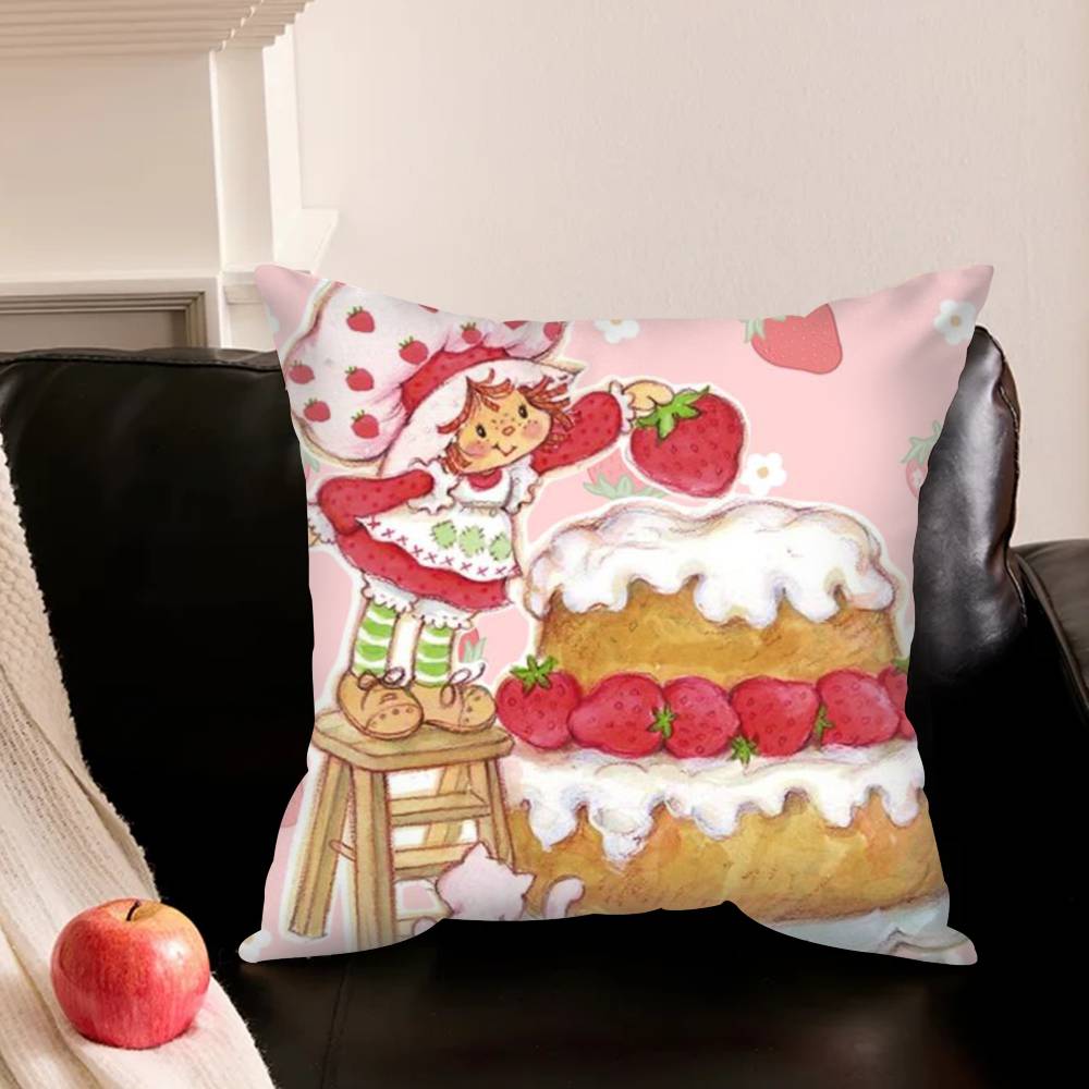 Cute Strawberry-Y S-Shortcake-Girl Various Sizes Square Pillowcase For Car Home Bedchamber Decor