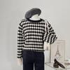New Arrivals Open Run Women Argyle Knit Crew Neck Sweatshirt Color Block Winter
