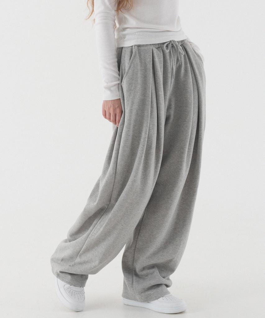 PIANER Pleated Deep Wide Sweatpants (Melange)