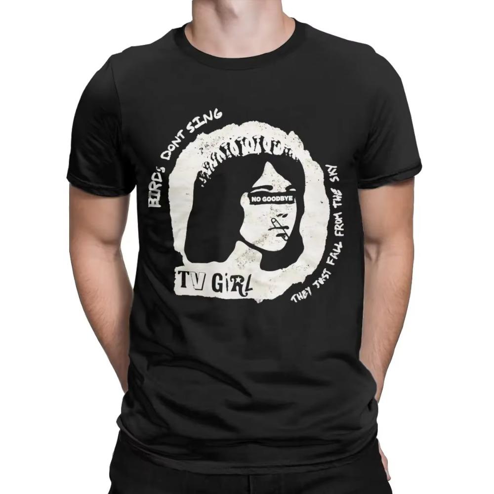 Tv Girl T Shirt Men's Pure Cotton Humorous T-Shirts Round Collar Tees Short Sleeve Tops New Arrival