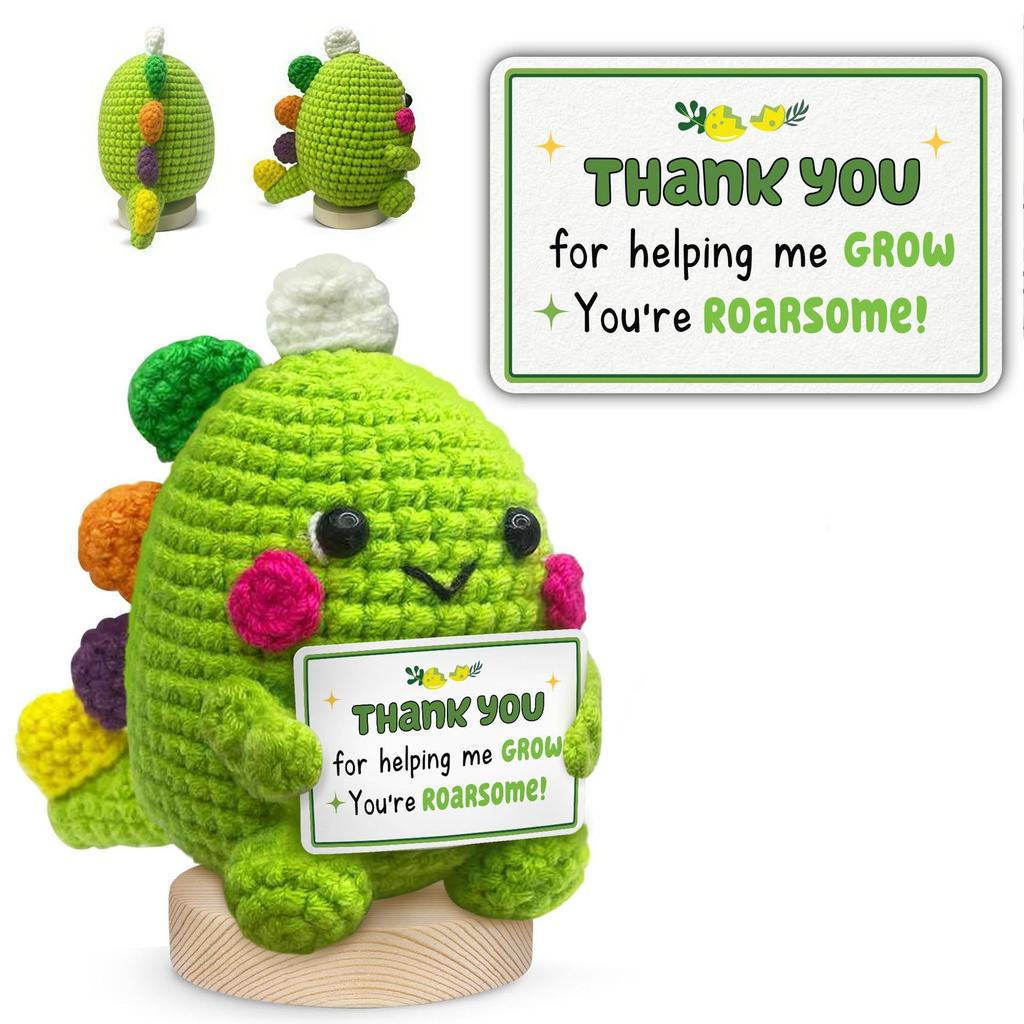 Cute Positive Crochet Animals Emotional Support Crochet Dinosaur Doll Handwoven Mini Animal Positive Gifts
