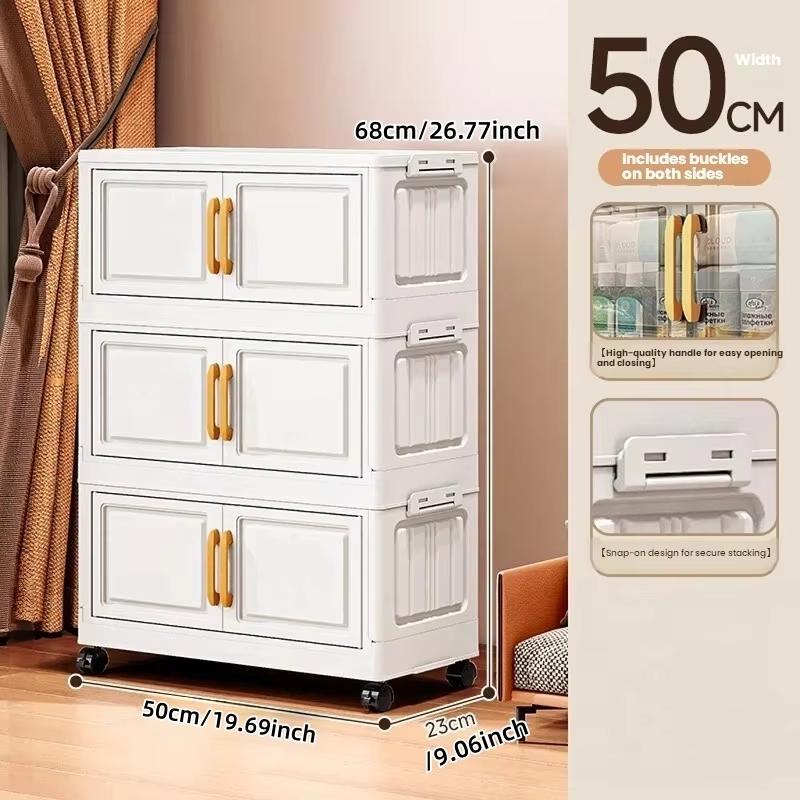 Double-door Living Room Storage Cabinet Folding Floor-standing Storage Box No Installation Required Simple Storage Cabinet