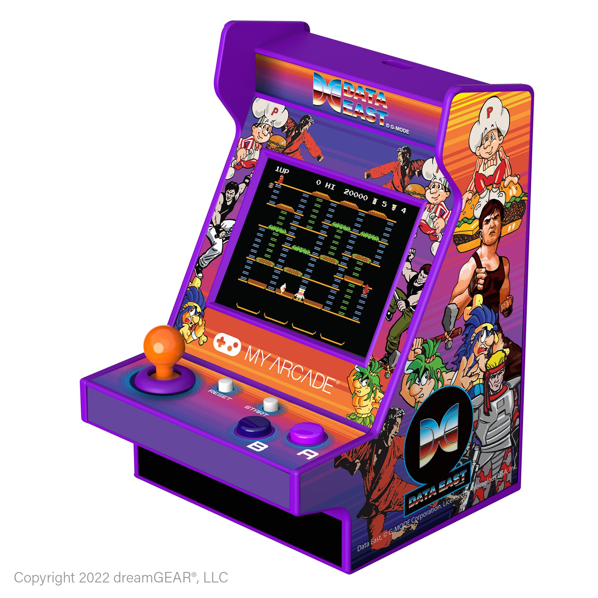 

MY ARCADE Data East — нанопрогравач. Повністю придатний для гри портативний міні-аркадний автомат із 208 ретро-іграми, кольоровим екраном — 4,5 2,4 фіолетовий