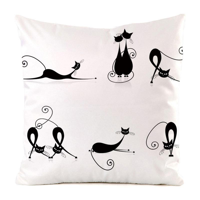 Creative Cartoon Black Cat Digital Printing Short Plush Pillow Covers For Car Sofa Office Cushion Cover Home Goods 60X60Cm