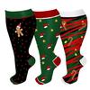 3 Pairs Christmas Pattern Athletic Wide Calf Compression Socks for Men and Women Running Flight Travel Nurses Pregnant