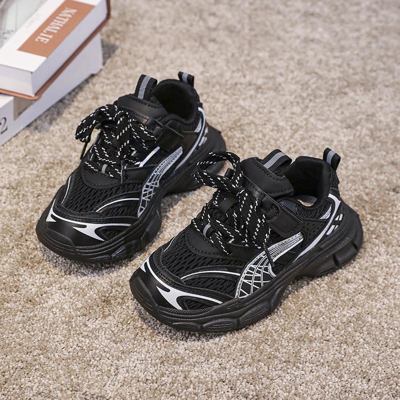 

Кроссовки папы детская обувь модный бренд 2025 новая весна и осень мальчики легкие дышащие спортивные туфли девочки детская обувь 30 чёрный