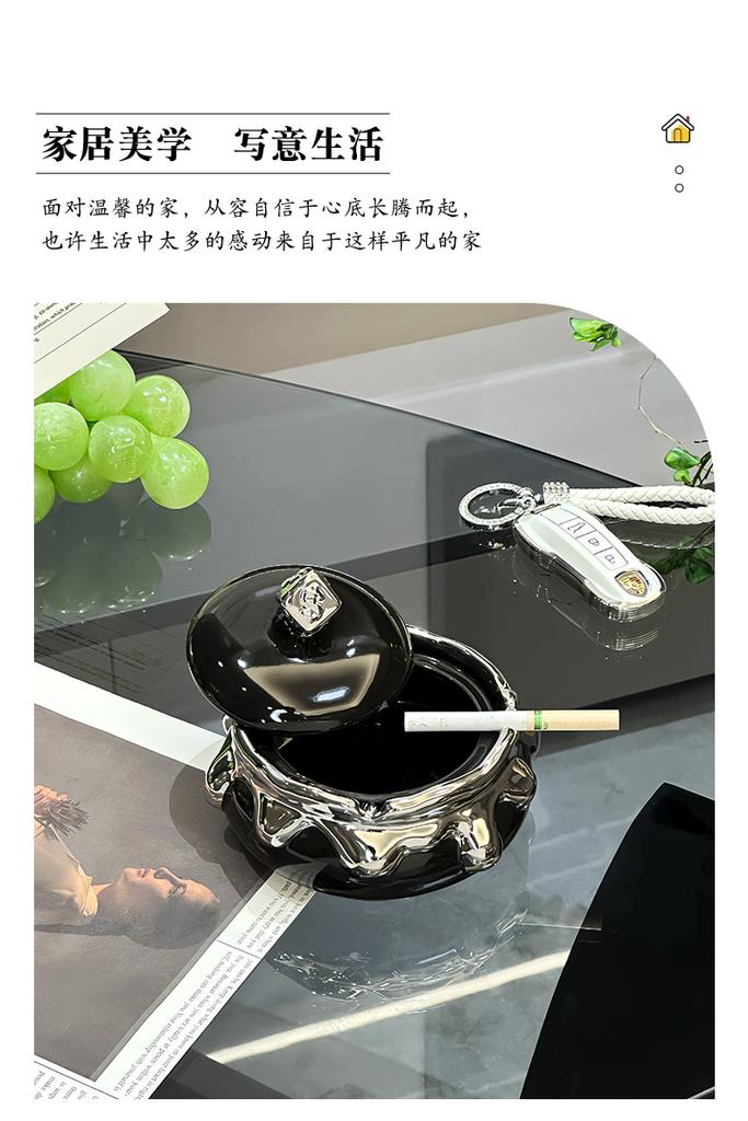 BRLight Luxury Ashtray Living Room with Lid Anti Fly Ash Ceramic Cigar Ashtray Decoration Chinese Home Decoration Art Friend GiftEY