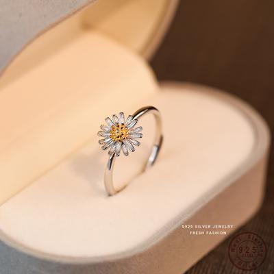 925 Sterling Silver Cute Simple Little Daisy Flower Ring For Women Exquisite Temperament Party Jewelry