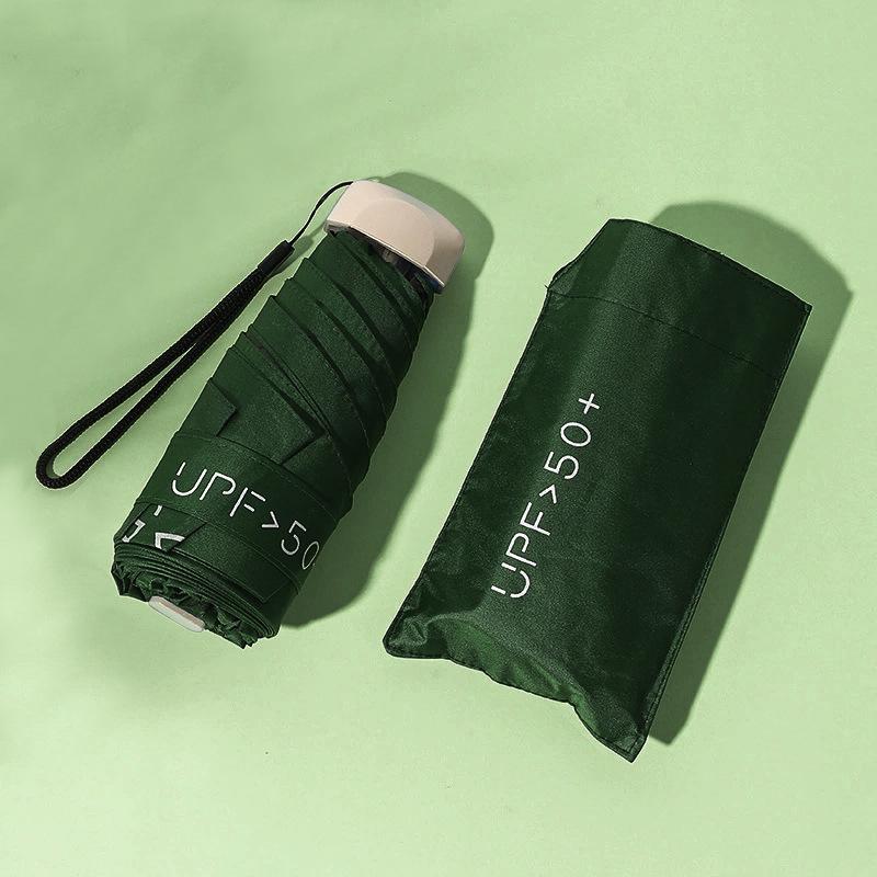 New Macaron Color Five-Fold Ultra-Light Sun Protection Compact Mini Umbrella with Buckle Handle