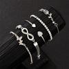 5Pcs Vintage Elegant Heart Butterfly Bracelets For Women Silver Color Rose Infinity Crystal Bracelets Sets Fashion Jewelry Gift