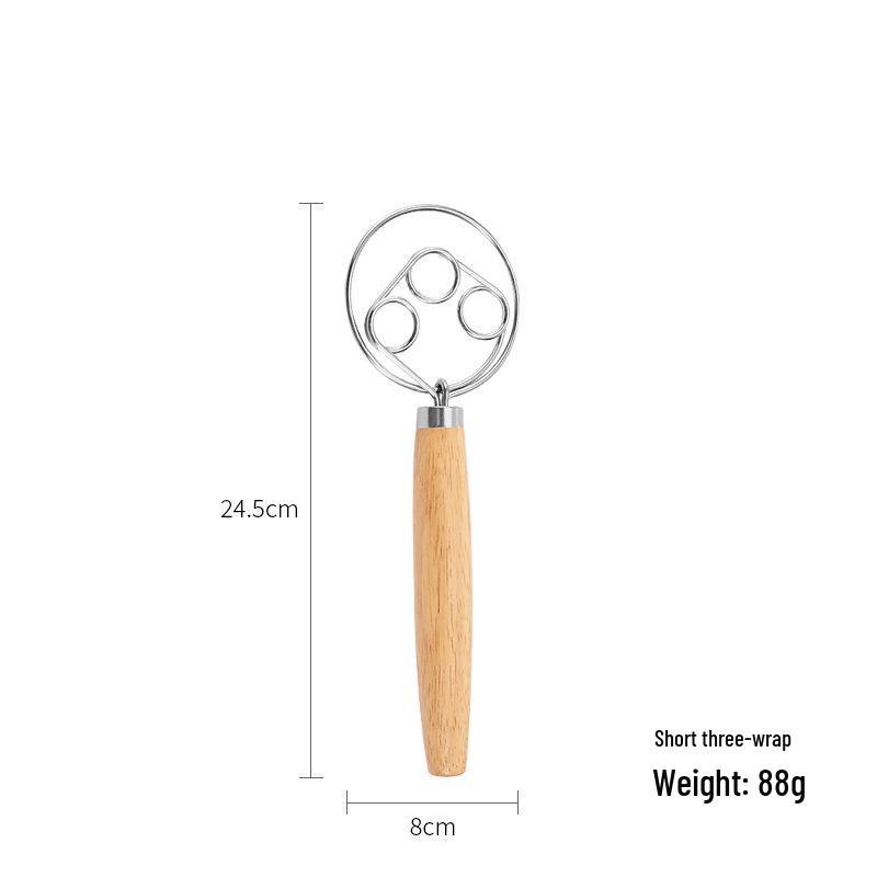 Stainless Steel Egg Beater & Dough Mixer with Wooden Handle