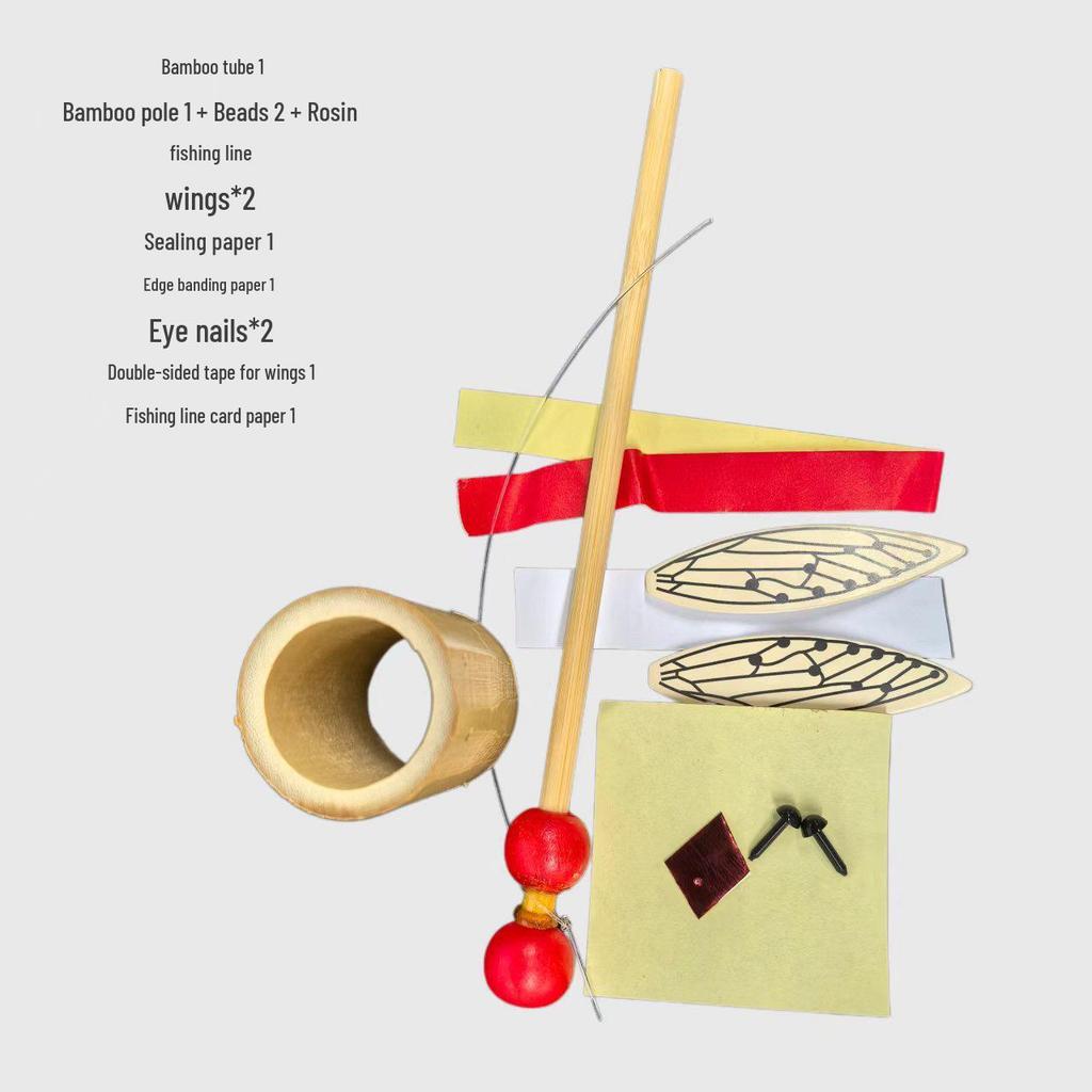 Bamboo Cicada Chirping Rattle Drum: Handmade Children's Gift and Kindergarten Science Teaching Aid