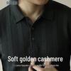 ROMON Men's Premium Cashmere & Silk Modal Long-Sleeve Polo Shirt