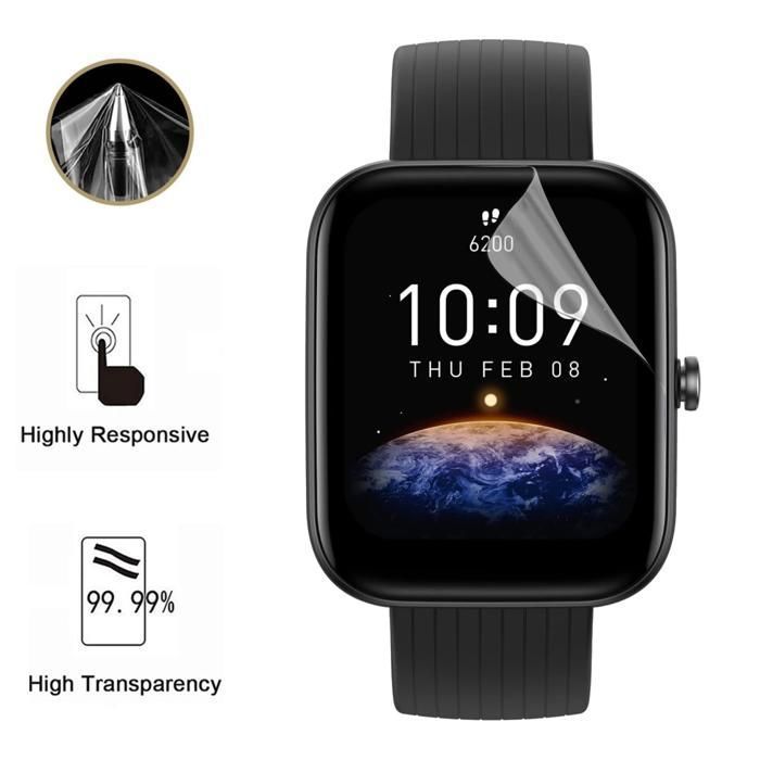 Screen Protector for Amazfit Bip 3 [6 Pack] Ultra Thin Resistant Protective Plastic Film Phonillico