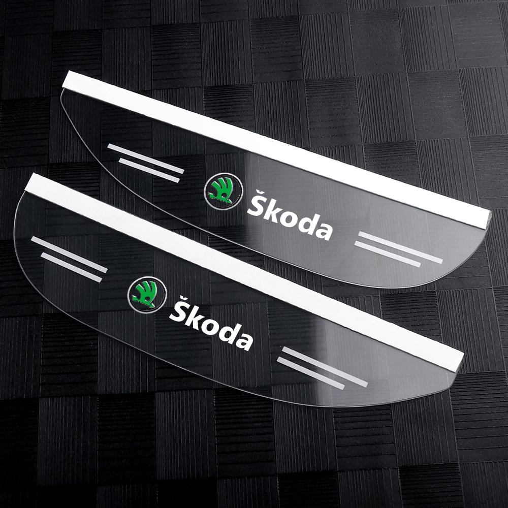LZIE8 2 Stück Für Skoda Octavia Superb Fabia Rapid Kodiaq Scala Auto Styling Rückspiegel Regenschutz Augenbrauenabdeckung Aufkleber Zubehör