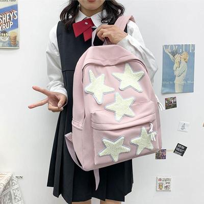 Women's Casual School Backpack Cute Five-Pointed Star Shoulder Bags For Teenagers Girls Students Large Capacity Laptop Handbags