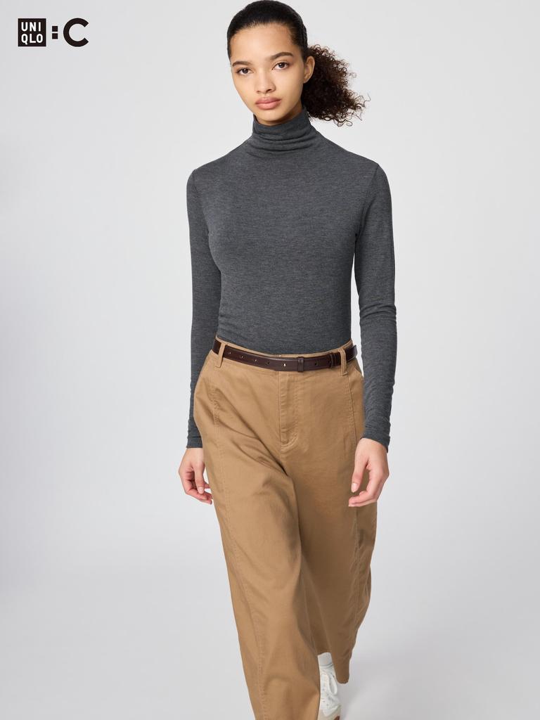 Uniqlo UlTra Warm HeaTTech Cashmere Blend TurTle Neck T Long Sleeve