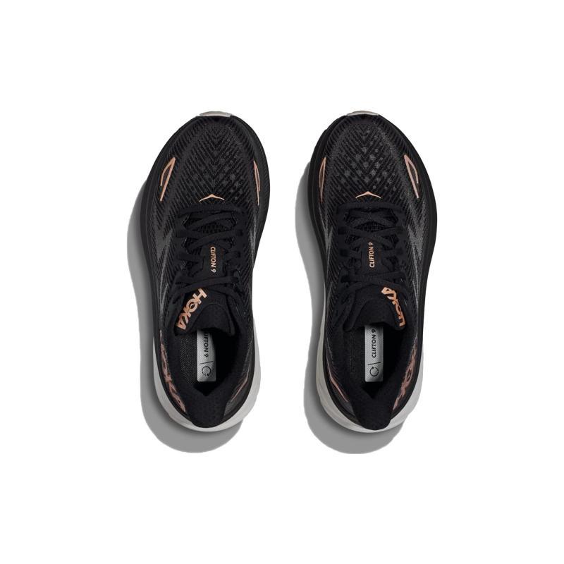 HOKA ONE ONE Clifton 9 Black Rose Gold Women's Sneakers 1127896-BRGL