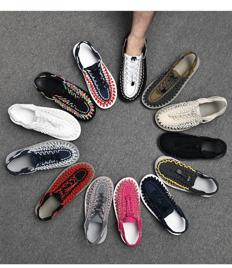 2024 Unisex Korean-Style Breathable Woven Sandals for Plus Sizes - Casual and Beachwear