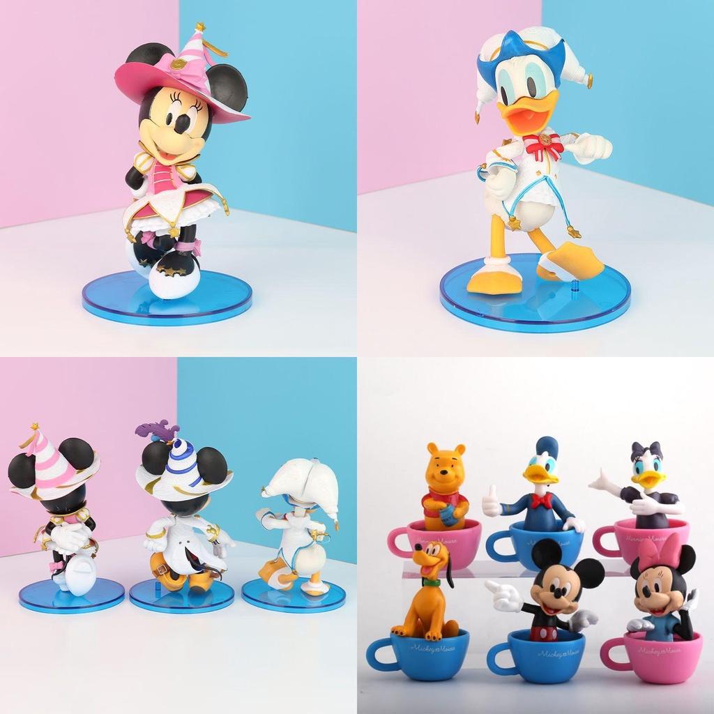Disney Minnie Mickey Figure Teacup Toy Set For Kids Pvc Material Perfect For Cake Decoration And Diy Projects
