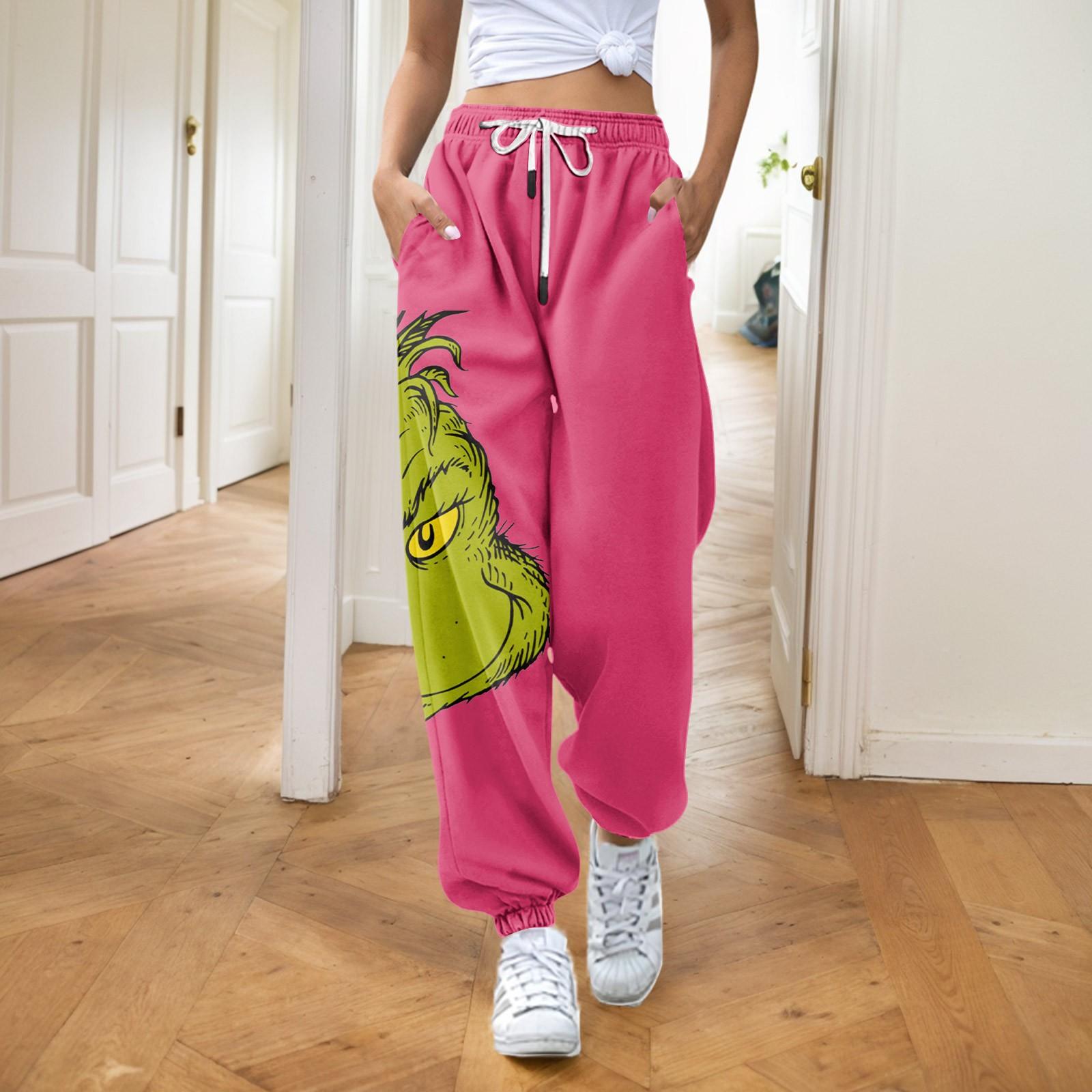 

Women s Fashion Christmas Loose Drawstring Waist Solid Color Casual Sweatpants Pants M