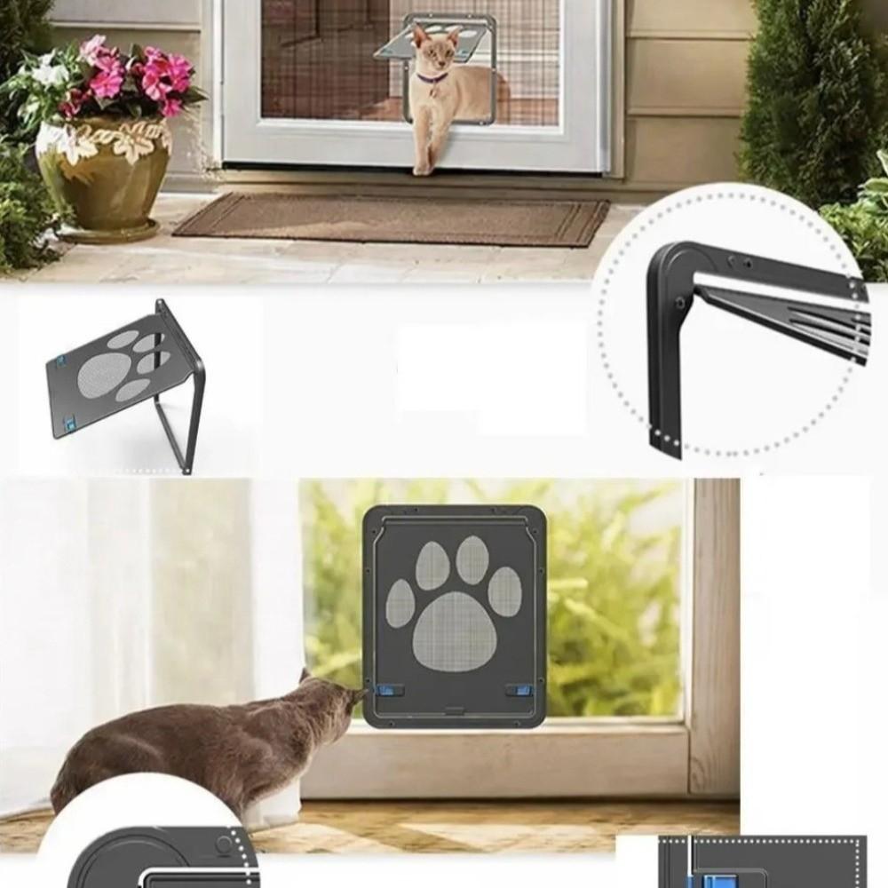 Magnetic Flap Pet Lockable Screen Door Plastic Self-Closing Pet Door Outdoor Use