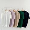 Shop   Women Collar Neck Regular ShorT Sleeve KniT T shirT whiTe 21ds Wkn 1436