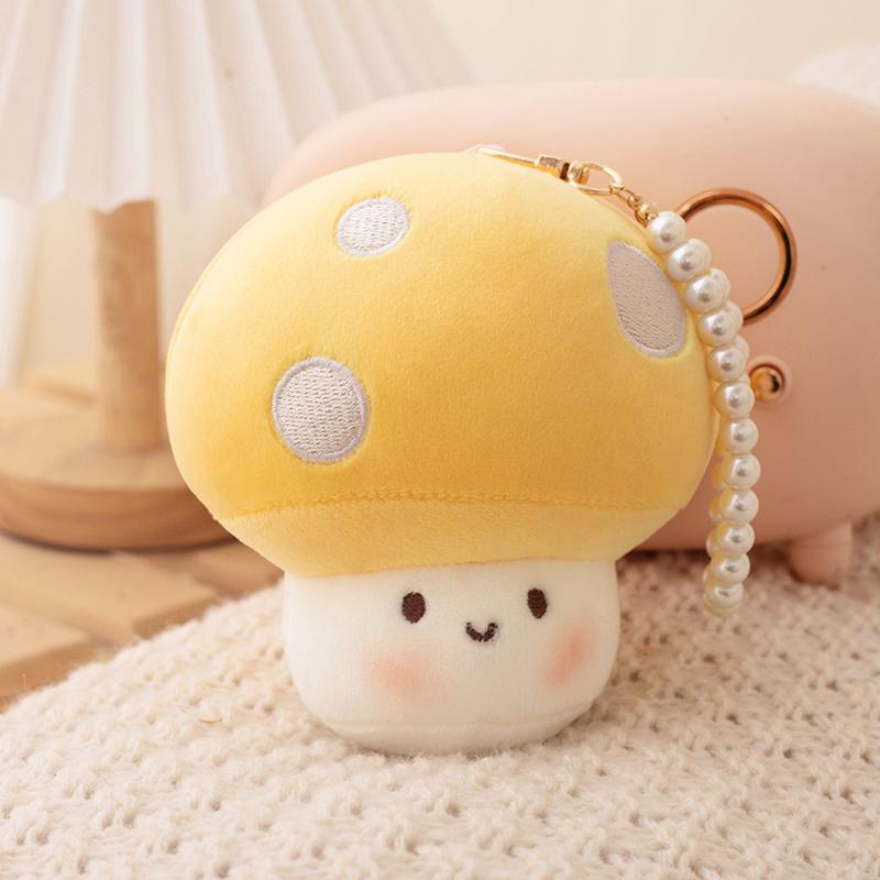 10CM Cute Small Mushroom Plush Toy Creative Stuffed Pendant Doll Red Mushroom Keychain For Kids Girls Holiday Gifts