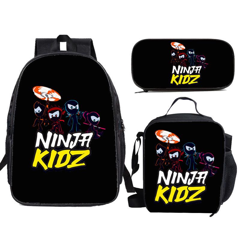 NINJA KIDZ 3-teiliges Set Kinder Schulrucksack mit Umhängetasche Federmäppchen Schultaschen für Jungen Mädchen Bestes Geschenk