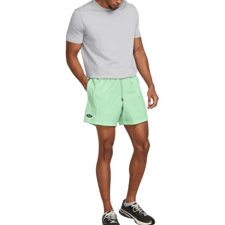 Under Armour Solid Color Mid Rise Drawstring Loose Casual Shorts Men shorts Matrix-Green 1383351-350
