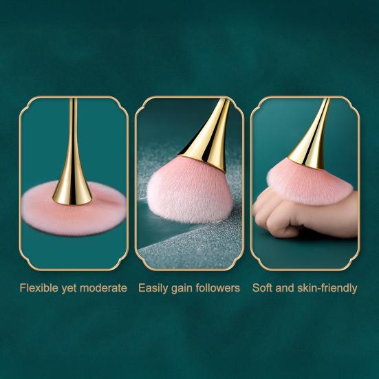 Makeup Brush with Long Handle Soft Synthetic Bristles Cosmetic Brush Blush Loose Powder Foundation Blending Kabuki Nail Dust Brush