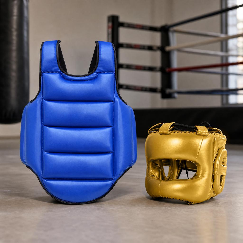 Reversible Taekwondo Protector Vest Rib Body Boxing Guard Chest Muay Thai Kickboxing Face Headgear