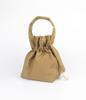 A By A 22 Nylon Plain Drawstring Mini Bucket Bag Beige