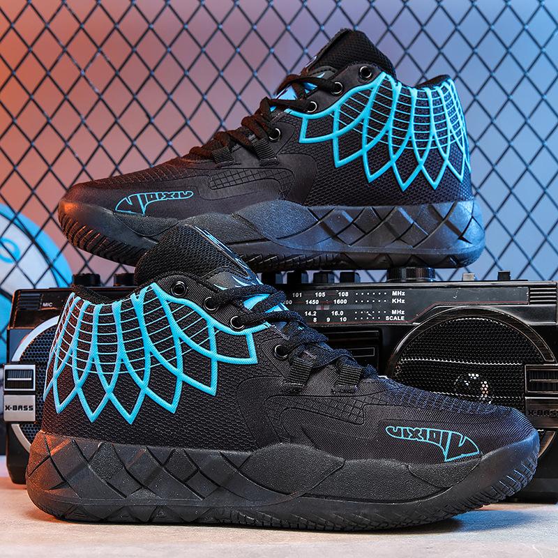 Nové basketbalové boty pánské a pro teenagery vysoké mandarínkové kachny bojové boty jsou ve skutečnosti protiskluzové, odolné proti opotřebení, tlumící nárazy a tření