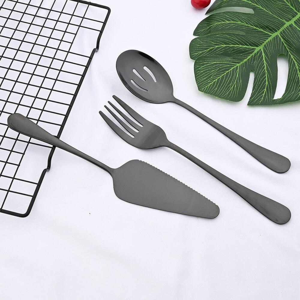 Zrcadlo Černé nádobí Sada příborů z nerezové oceli Vidlička na salát Lžíce Servis Lžíce Polévka Lžíce Lopatka na dort Kuchyňské nádobí Sada