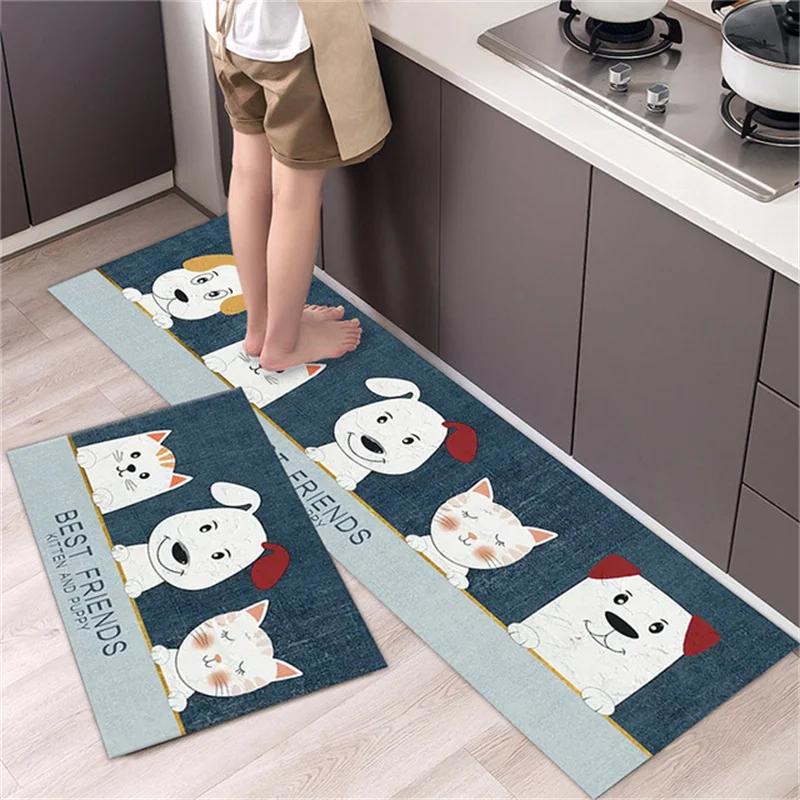 Cartoon Non-slip Soft Kitchen Mat Home Long Strip Kitchens Rug Set Entrance Doormat Washable Hallway Carpet Bath Living Room Rug