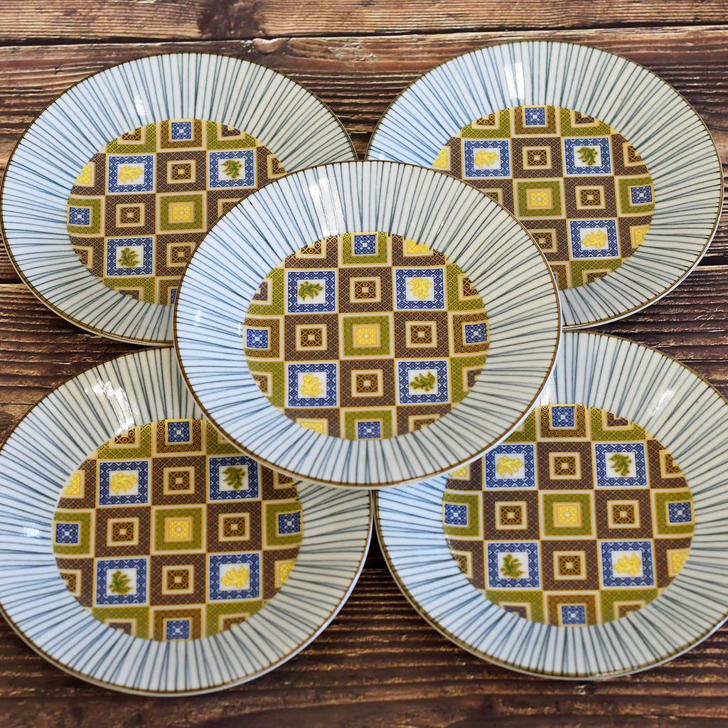 Teller stilvolles Kutani kleines Set aus Stein, japanisches Servierset, hergestellt in Japan, Geschirr, Ware, Teller, 5, Pflaster, Keramik, Geschirr, Teller,