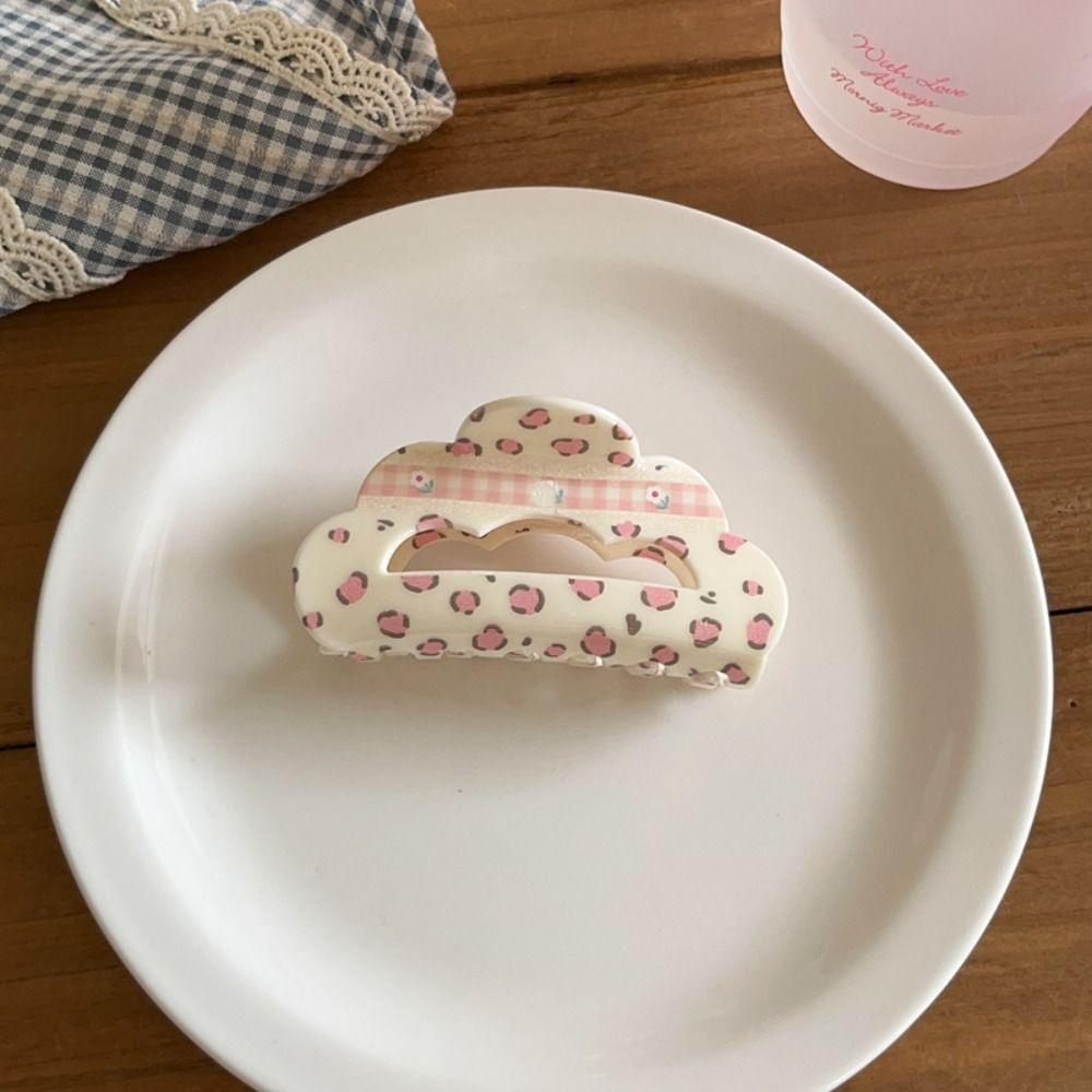 Flower Lattice Hair Crab Clip Korean Style Geometry Shark Clip Cute Acrylic Bow Hair Claw  Party