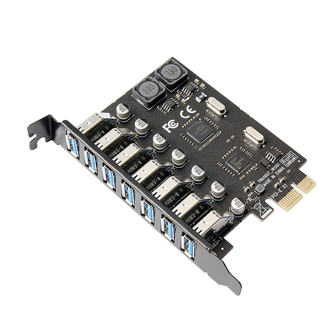 

chenyang 7 Port 1X to 7 USB Hub PCI Express Expansion Card Adapter with 120mm Slot Bracket PCI-E 3.0 PCI-E