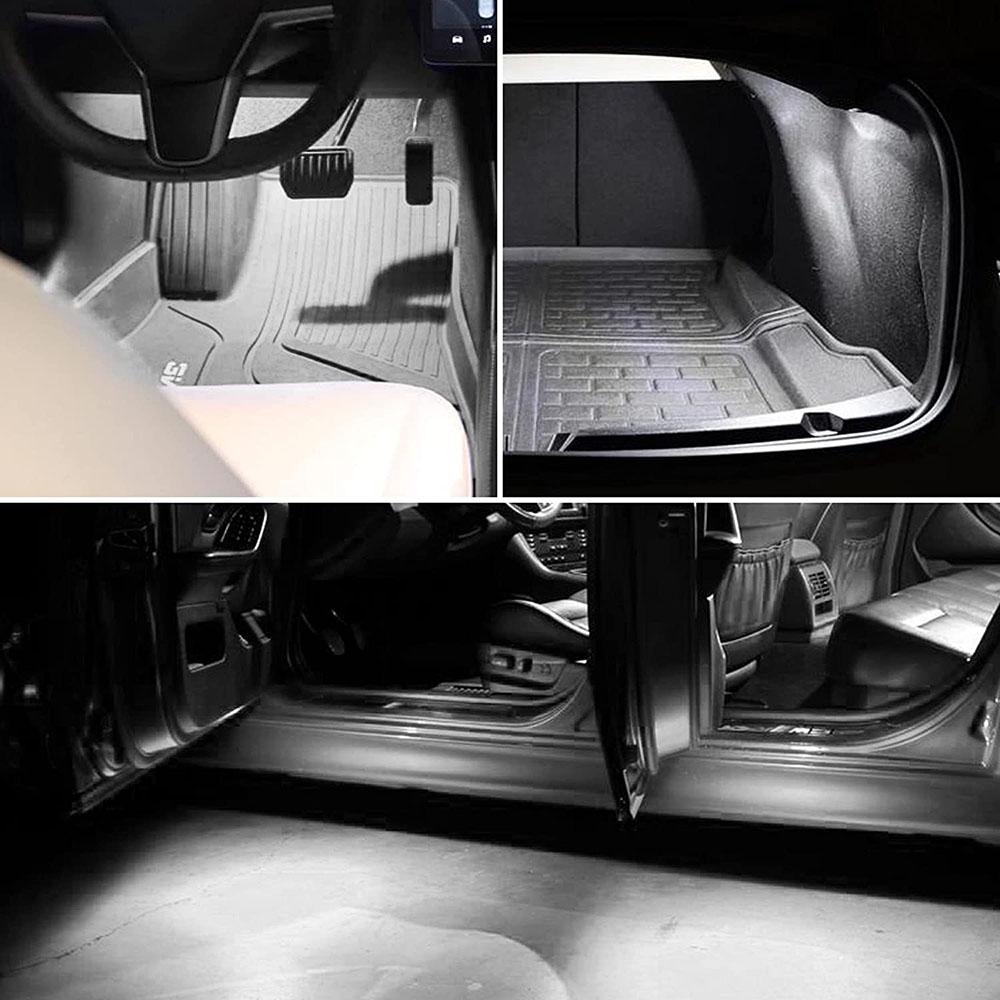 For Tesla Model 3 Y S X Ultra-bright Interior LED Lighting Bulbs Kit Accessories Fit Trunk, Frunk, Door Puddle, Foot-Well Lights