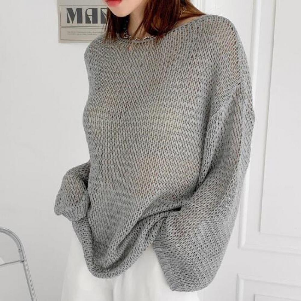 New Arrivals Open Run Anmiba Sweater Vacation Look Women Lip Neck Cover Up Overf
