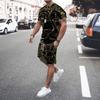 Men's sports suit short sleeved T-shirt and summer fashionable football shorts two-piece set new 2025