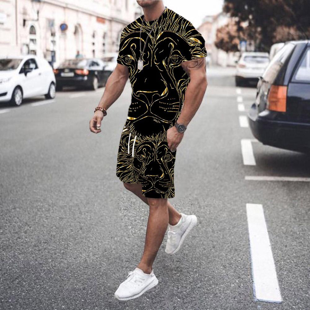 Men's Sports Suit Short Sleeved T-shirt and Summer Fashionable Football Shorts Two-piece Set New 2025