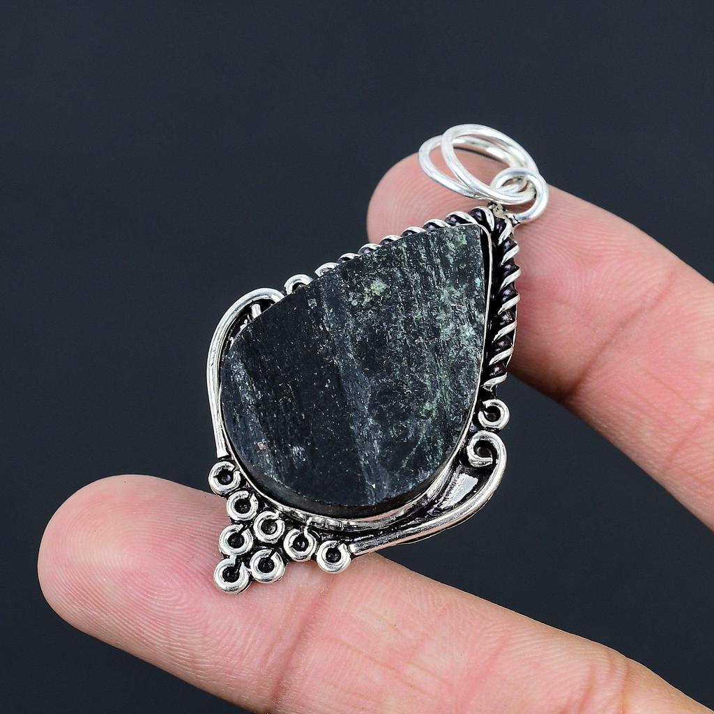 925 Silver Kyanite Rough Stone Bezel Anniversary Sister Artisan Pendant Jewelry
