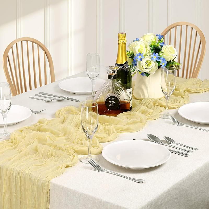 Beige Table Runner Gauze Cheesecloth Rustic Sheer Boho Wedding Decoration Tablecloth Baby Shower Christmas Birthday Party Decors