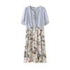 Mom's Retro Summer Chiffon Dress: 2026 Slim-Fit Two-Piece Style