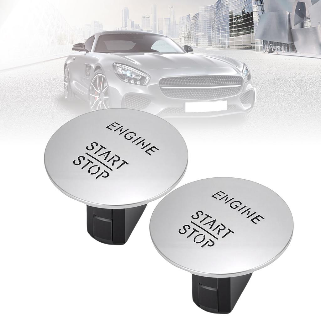 2pcs Engine Push Start Button, Silver Color Replacement Keyless Go Start Stop Pushbutton with Easy Installation, for Vehicle Part Number 2215450714